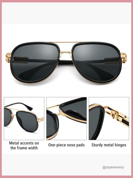 Oversized Aviator Sunglasses Metal Plastic Hybrid Frame Gradient Lenses main image 6